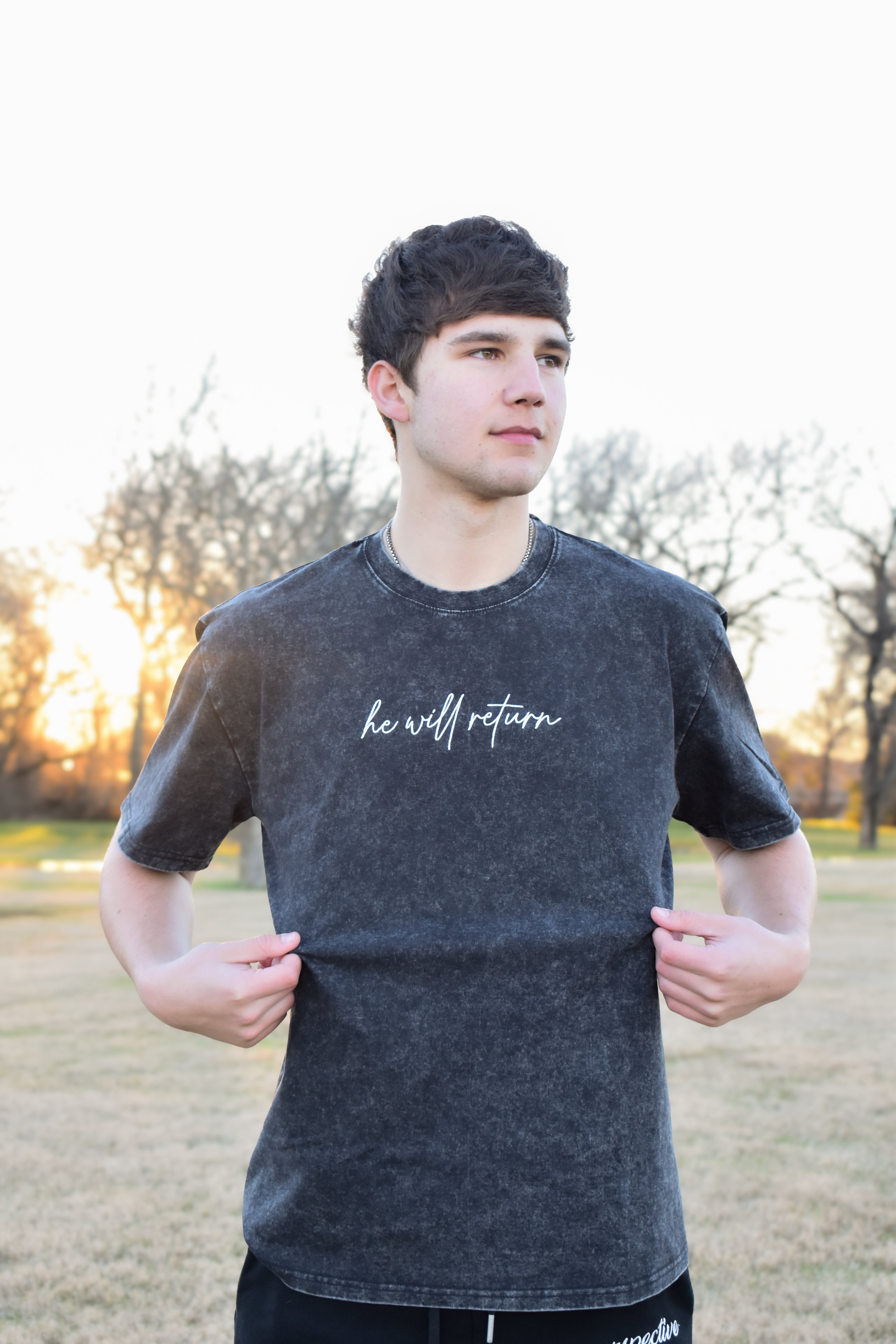 Perspective “he will return” Black Tee