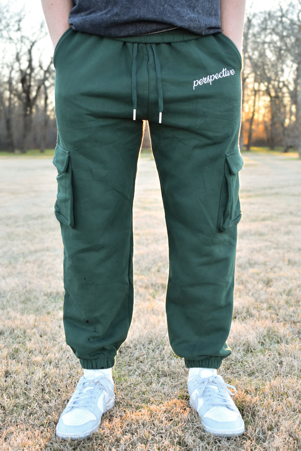 Perspective “he will return” Army Green Cargo Sweatpants