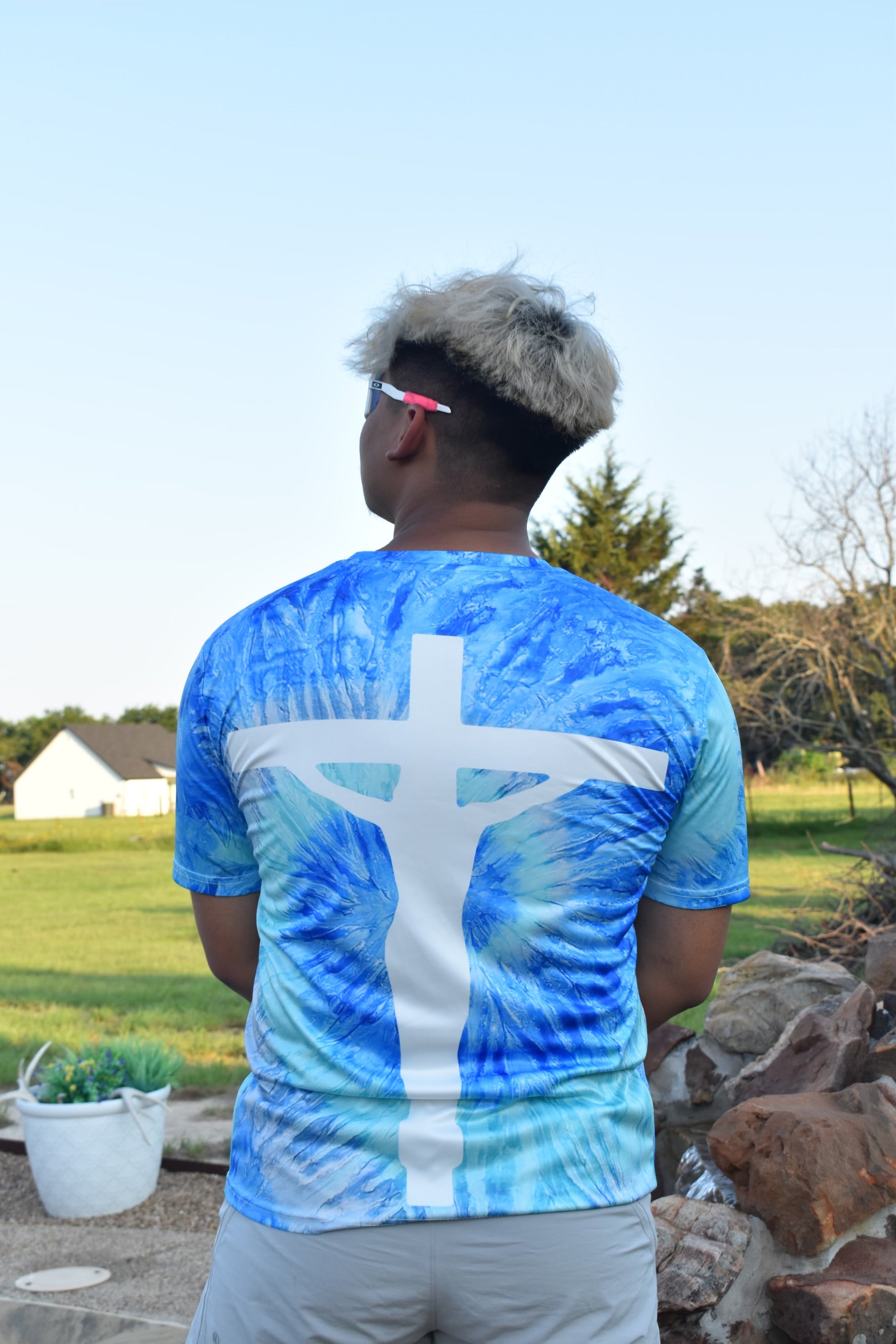 Perspective “have his” Blue Tie-Dye Tee