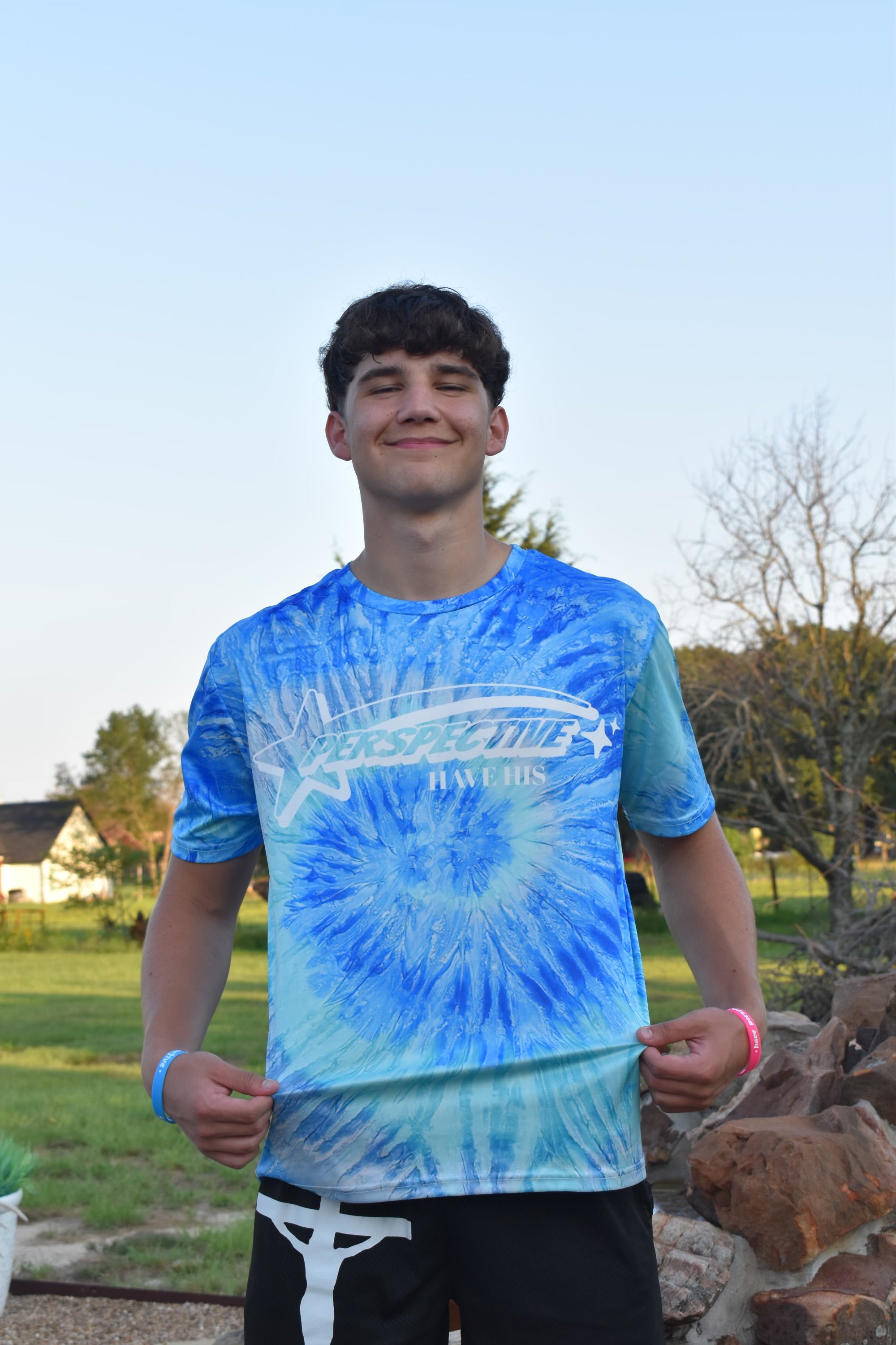 Perspective “have his” Blue Tie-Dye Tee
