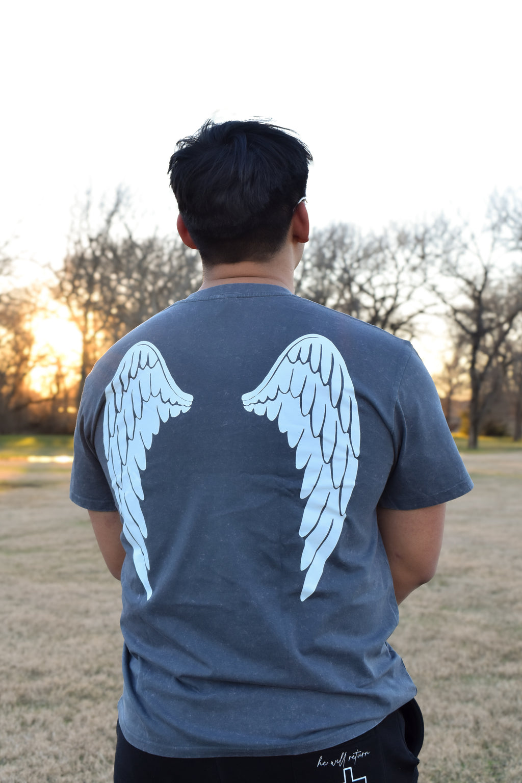 Perspective “he will return” Gray Tee